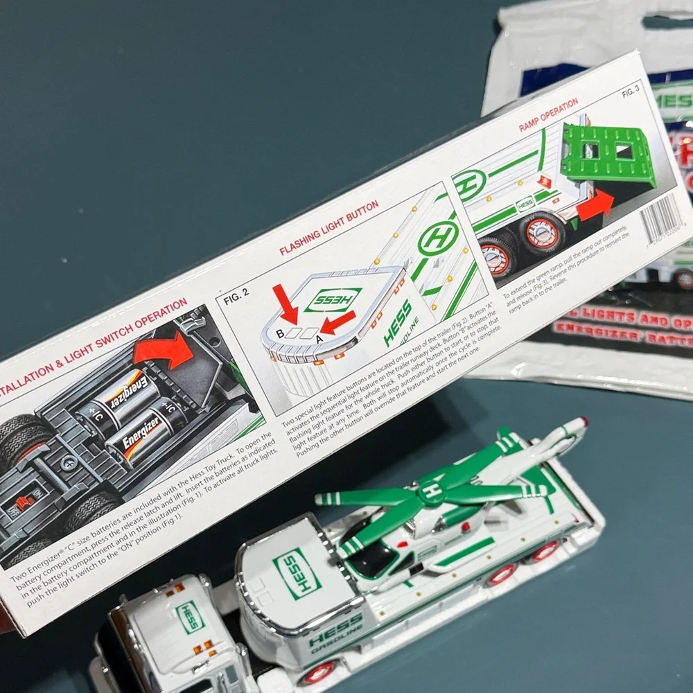 Hess Green & White Toy Truck and Helicopter - Kids Vehicles